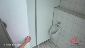 Shy Boy With Horny Bitch In Public Toilet