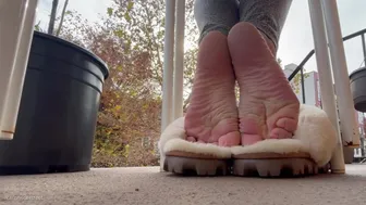 Spy Catprincessfeet's Furry Slippers And Sweaty Stoop Soles, Below Chair Pov