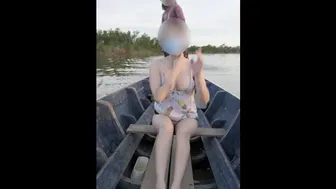 Thai Girl Showing Her Pussy And Tits On A Public Boat