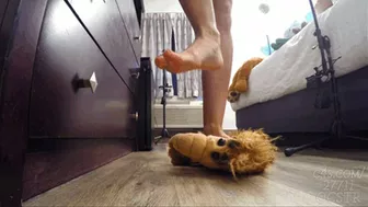 Goblin Goddess Plushies Trampled With Bare Feet And Heels - Floor Cam 4K