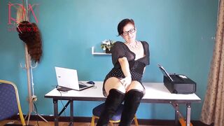 Sexretary No Panties Secretary With Black Dress Heels Security Cam In The Office