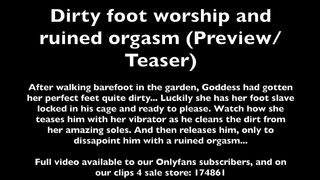 Femdom Dirty Foot Cleaning Ends In Ruined Orgasm For Chastity Sub (Preview/Teaser)