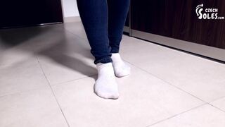 Worn White Socks Pov Teasing With Her Big Feet (Pov Socks, Worn Socks, Foot Worship Pov, Foot Tease)