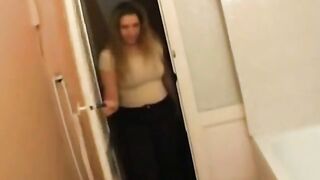 Young Girl Plays In Bathroom