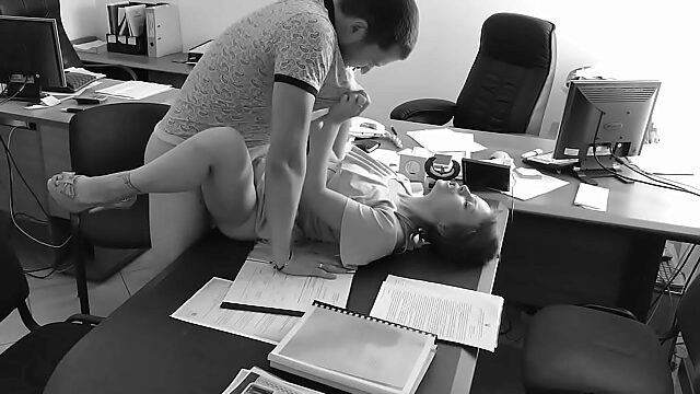 Tiny Secretary Gets Bossed On Office Table & Filmed