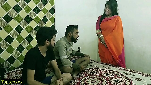 Sexy Indian Milf Enjoys Sensational Threesome With Two Young Guys! Hindi Audio Included